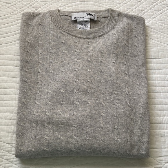 I Levrieri Other - I LEVRIERI Cashmere Silk Cable Knit Sweater Light Gray Medium